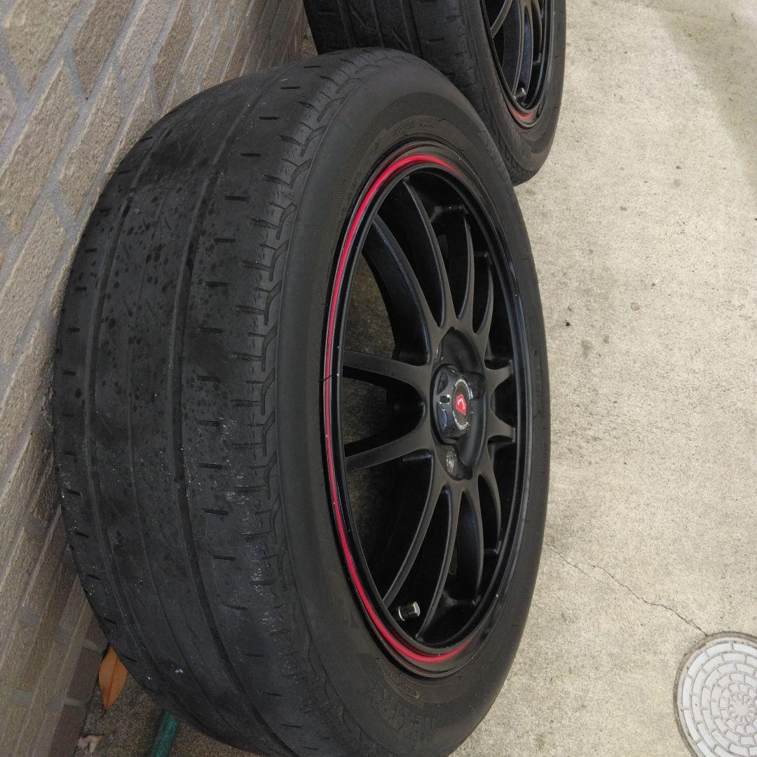 15インチ 5j　45エスホールドブラック スポーク ホイールセット