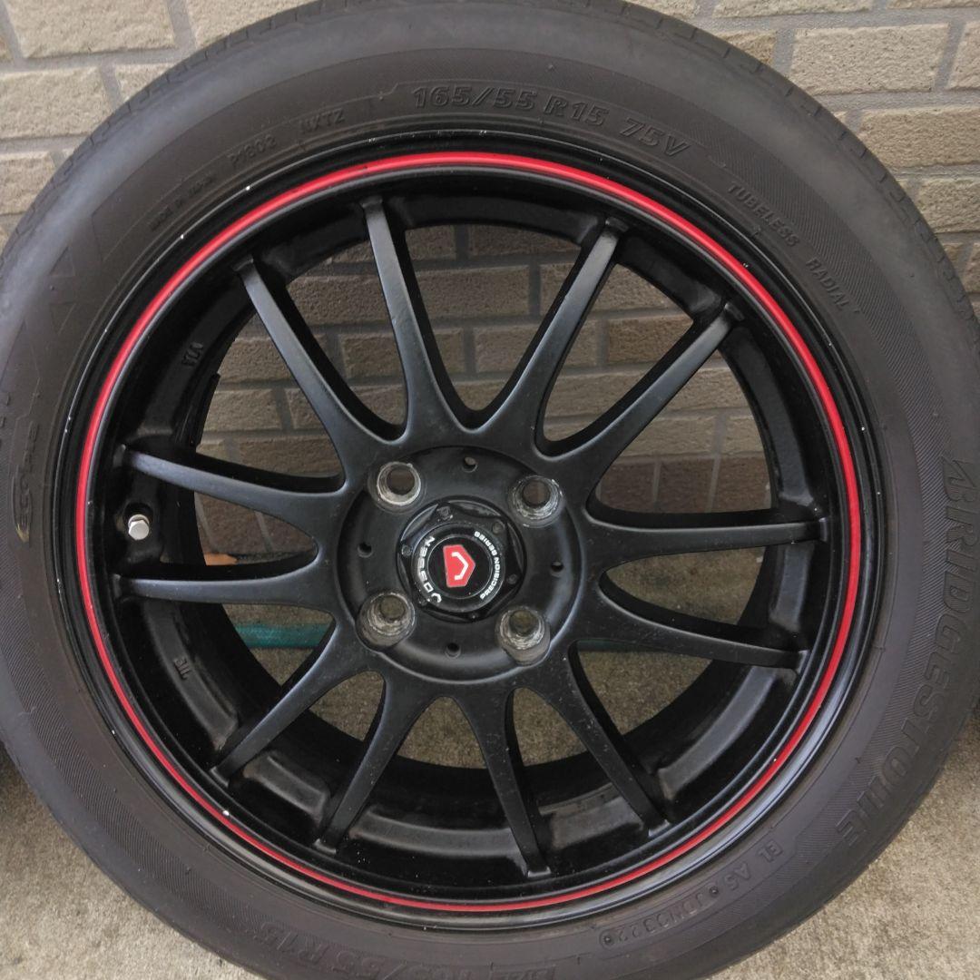 15インチ 5j　45エスホールドブラック スポーク ホイールセット