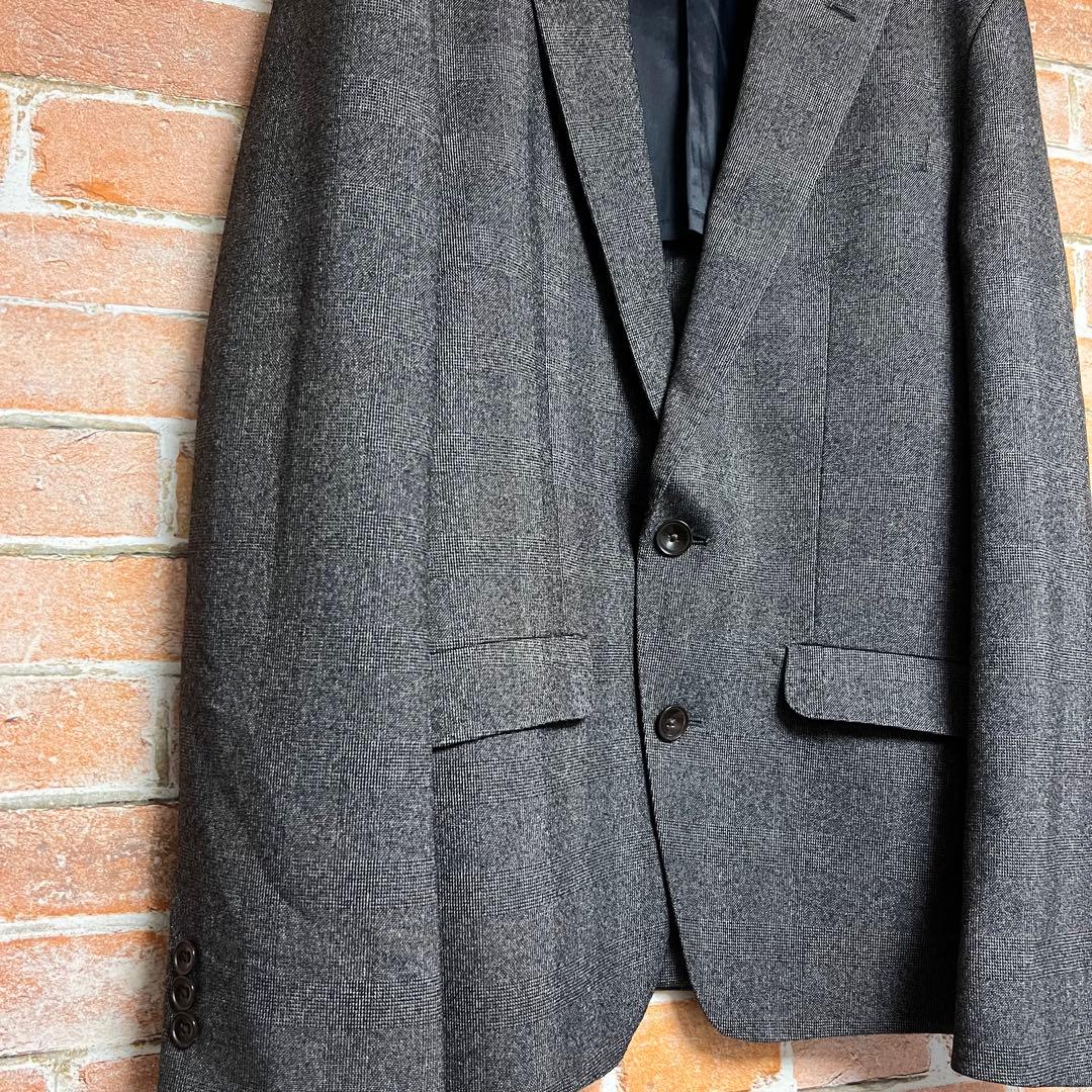 (極美品)スーツセレクト　4S 洗える　スーツセットアップ　チェック柄　グレー