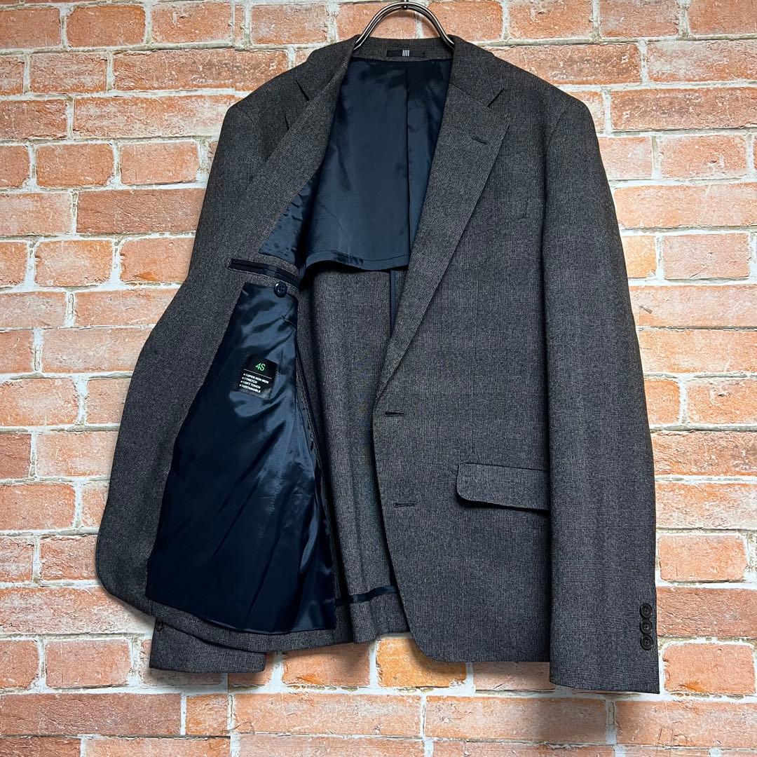 (極美品)スーツセレクト　4S 洗える　スーツセットアップ　チェック柄　グレー