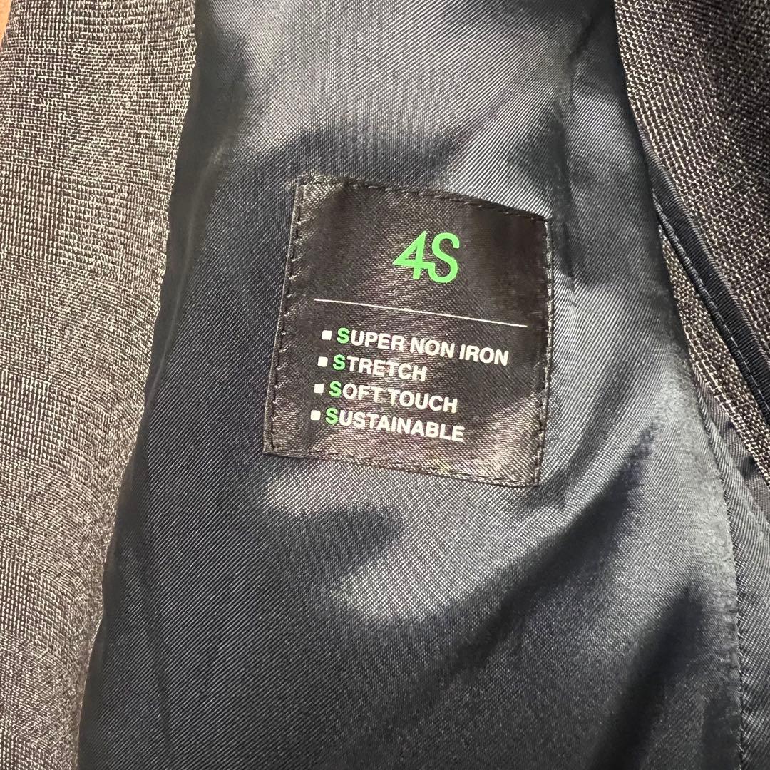 (極美品)スーツセレクト　4S 洗える　スーツセットアップ　チェック柄　グレー