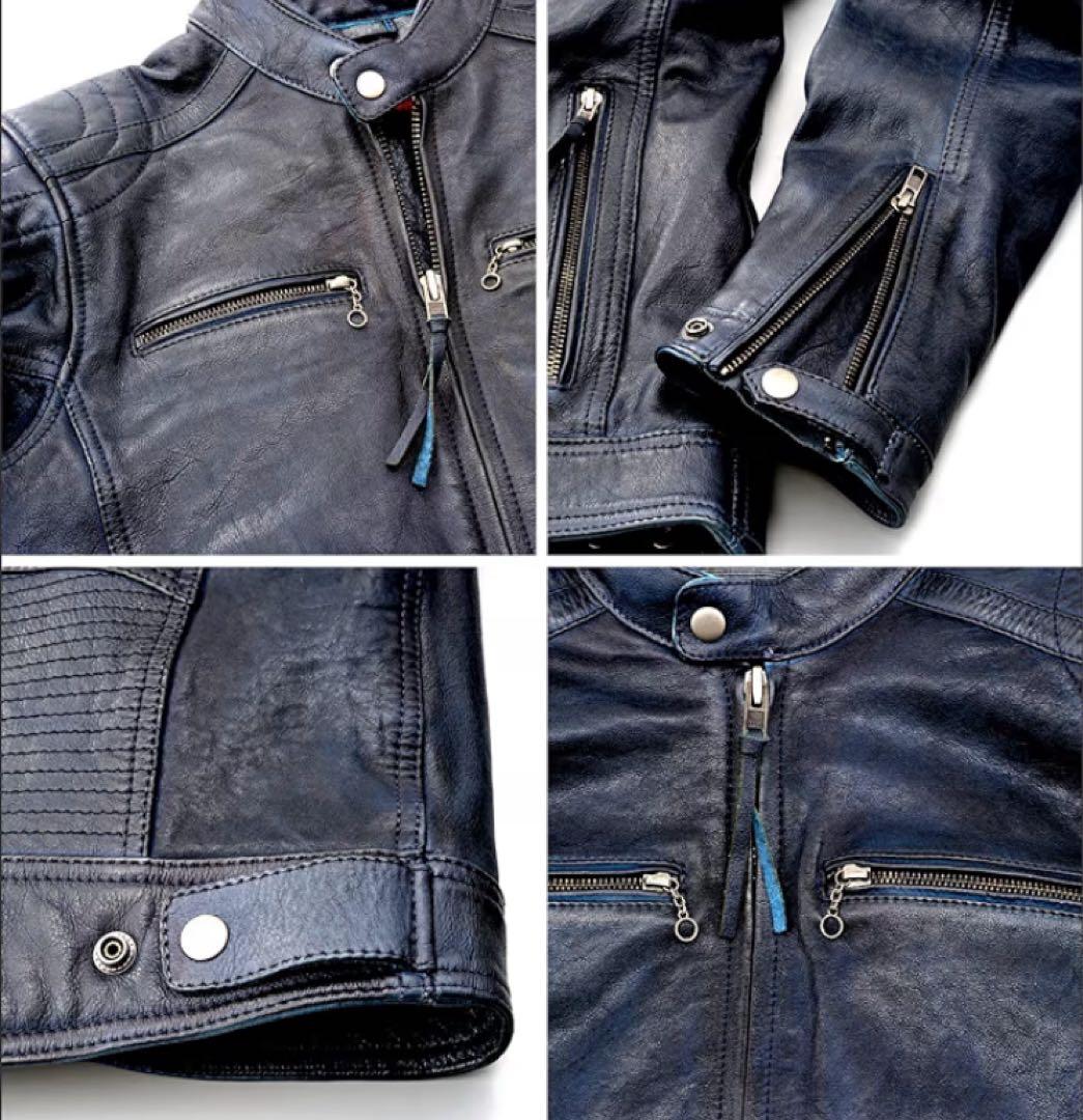 デイトナ レザージャケット 本革(ワックス加工) DL-006 ネイビー