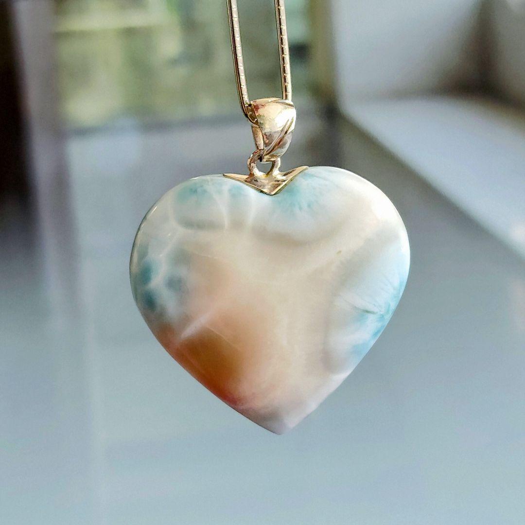 ピンクラリマー 特大ハート♡シルバー925 チャーム 希少 高品質 両面美しい✨