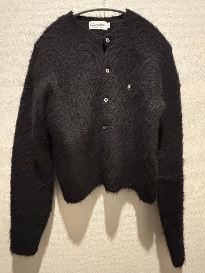 Gymphlex シャギーニット ショートカーディガン　ブラック
