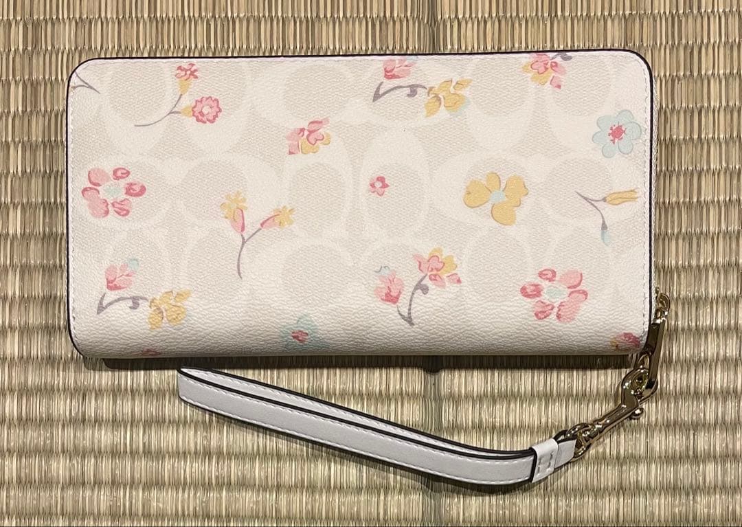 【新品未使用】COACH　長財布　C8695　SV/WT　ホワイト　花柄