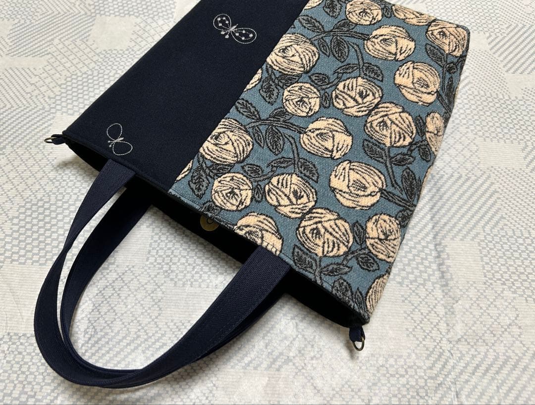 ハンドメイド＊ミナペルホネン＊rosy＋choucho＊マチ付きトート