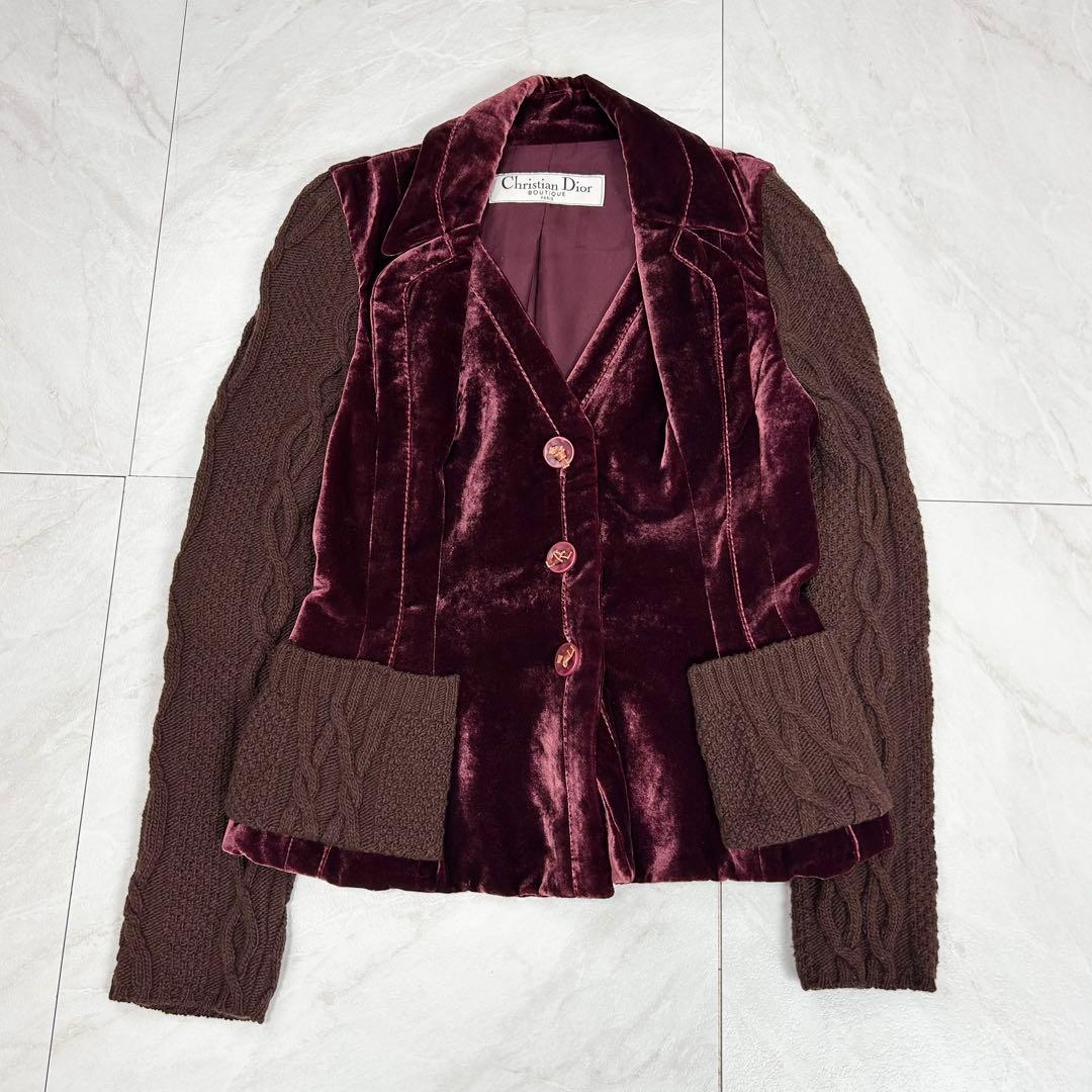 archive ディオール ガリアーノ期 ベロア ニット テーラードジャケット