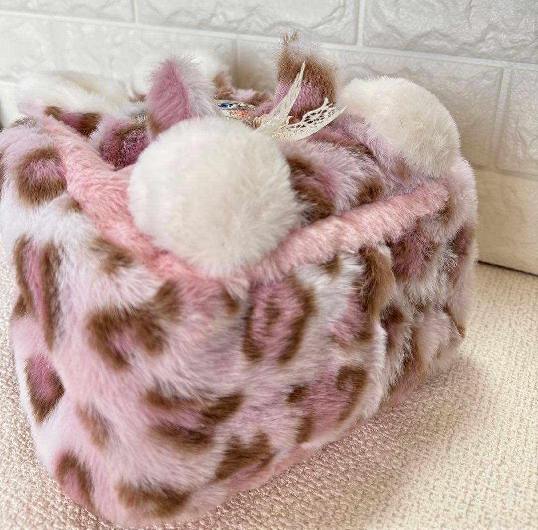 ね*】様 コヤンイサムチョン　ファーバッグ　ルミちゃん　ヒョウ柄ピンク　うさちゃ