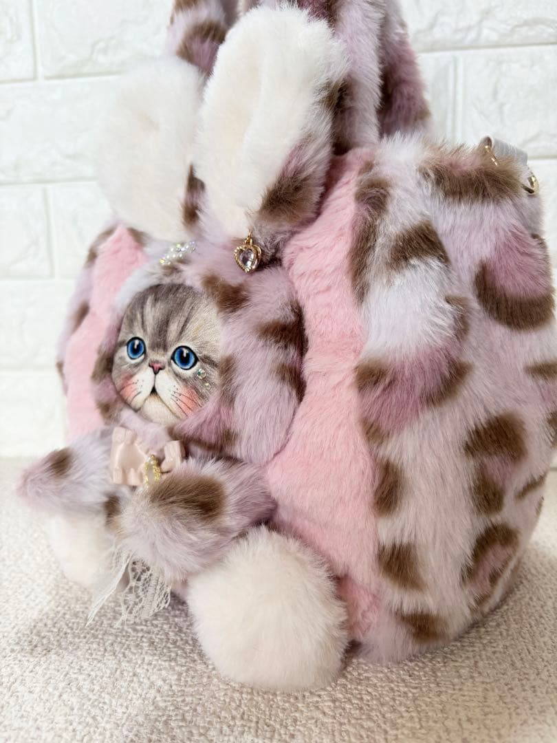 ね*】様 コヤンイサムチョン　ファーバッグ　ルミちゃん　ヒョウ柄ピンク　うさちゃ