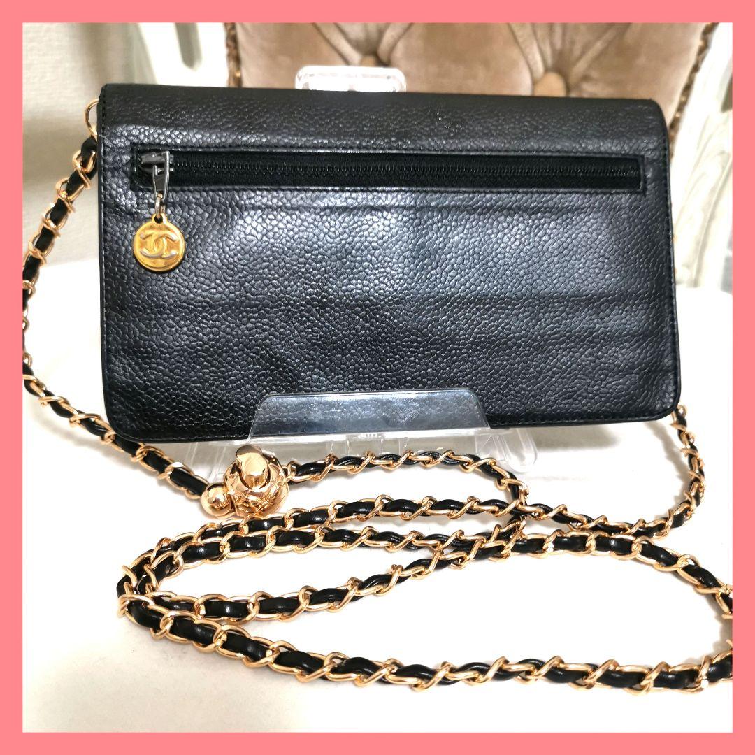 専用!シャネルCHANELキャビアスキン大ココマーク長財布 新品ショルダー