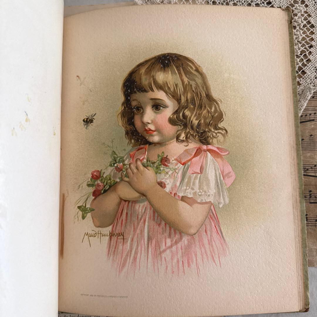 稀少1888年アンティーク美しい挿絵の絵本　洋書　古書ジャンクジャーナル額装にも