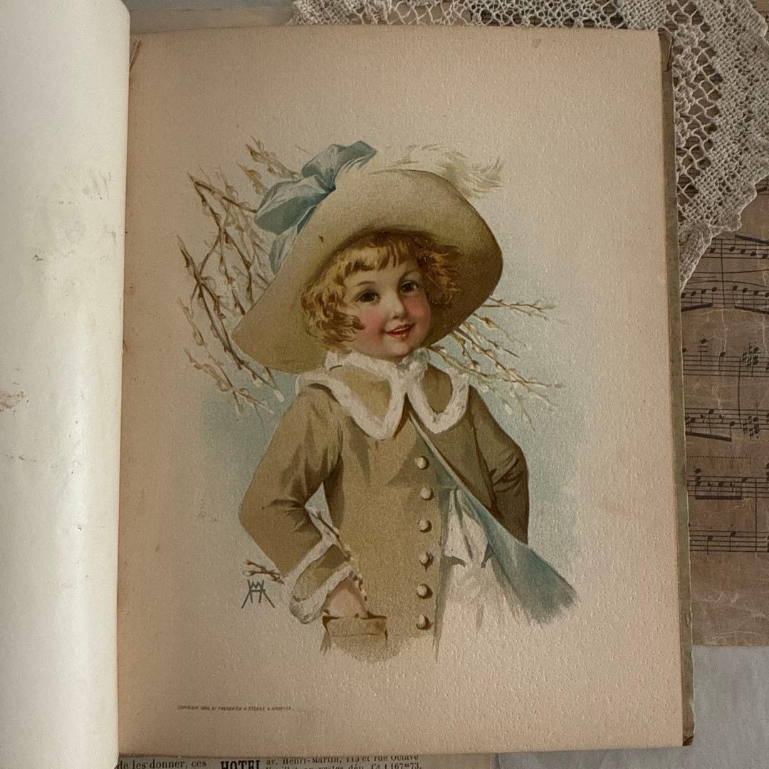 稀少1888年アンティーク美しい挿絵の絵本　洋書　古書ジャンクジャーナル額装にも