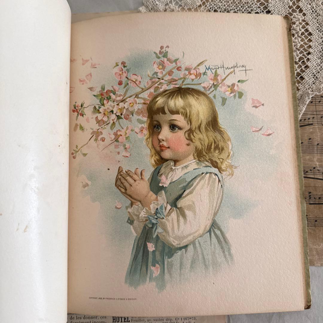 稀少1888年アンティーク美しい挿絵の絵本　洋書　古書ジャンクジャーナル額装にも