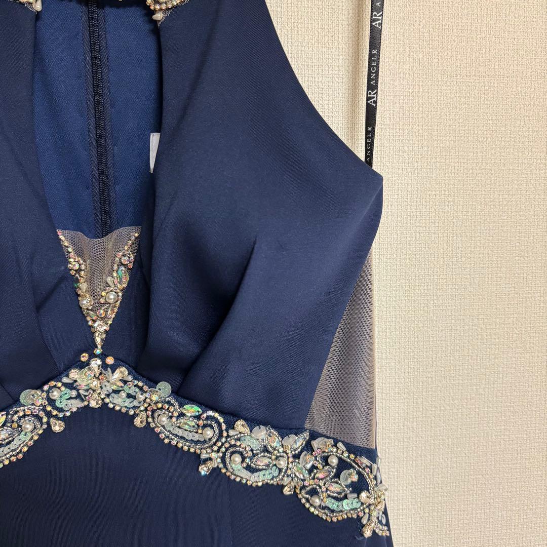 ホルターネック ネックチェーンバストタックビジュータイトミニドレス