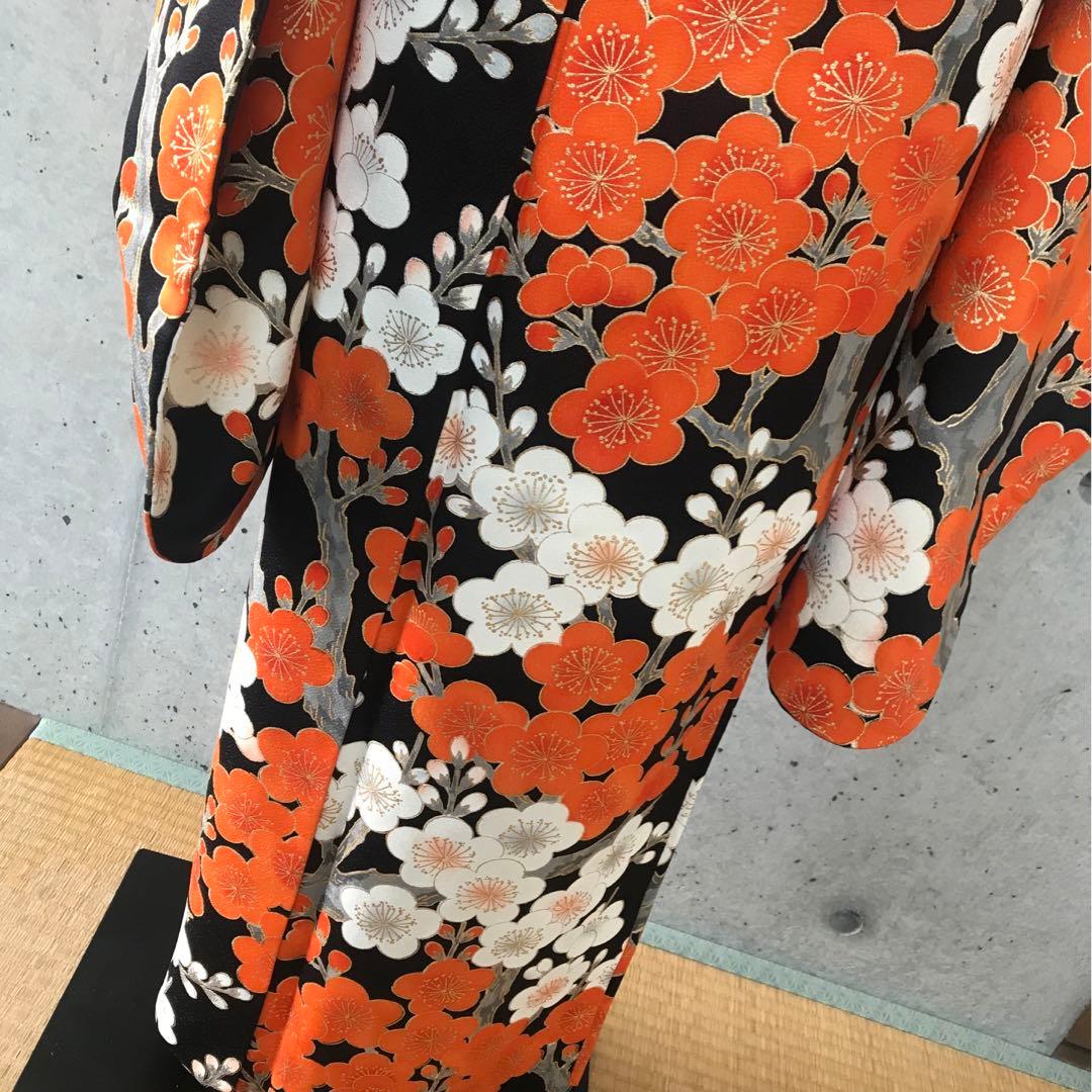 【二尺袖】正絹　アンティーク振袖　梅柄