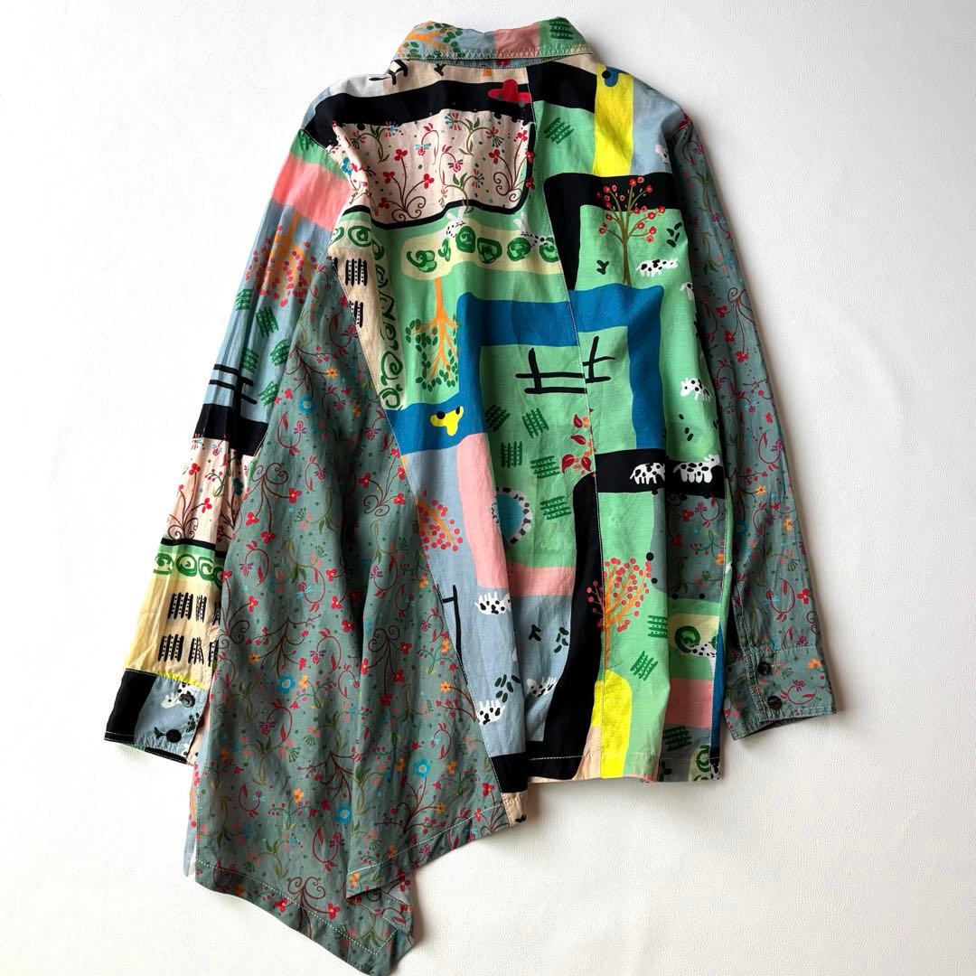 センソユニコ　長袖ロングシャツ　チュニック　変形　マルチカラー　コットン混　40