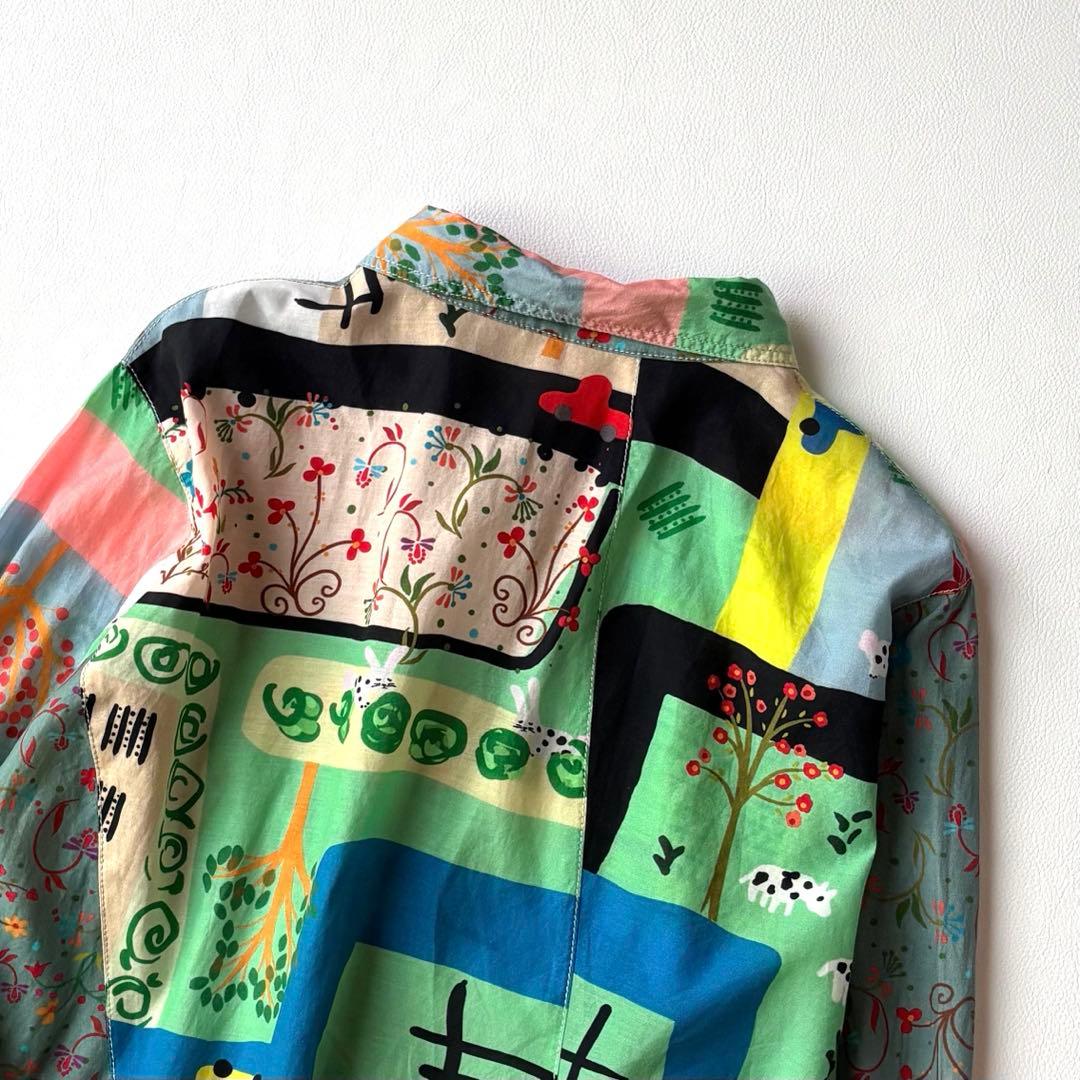 センソユニコ　長袖ロングシャツ　チュニック　変形　マルチカラー　コットン混　40