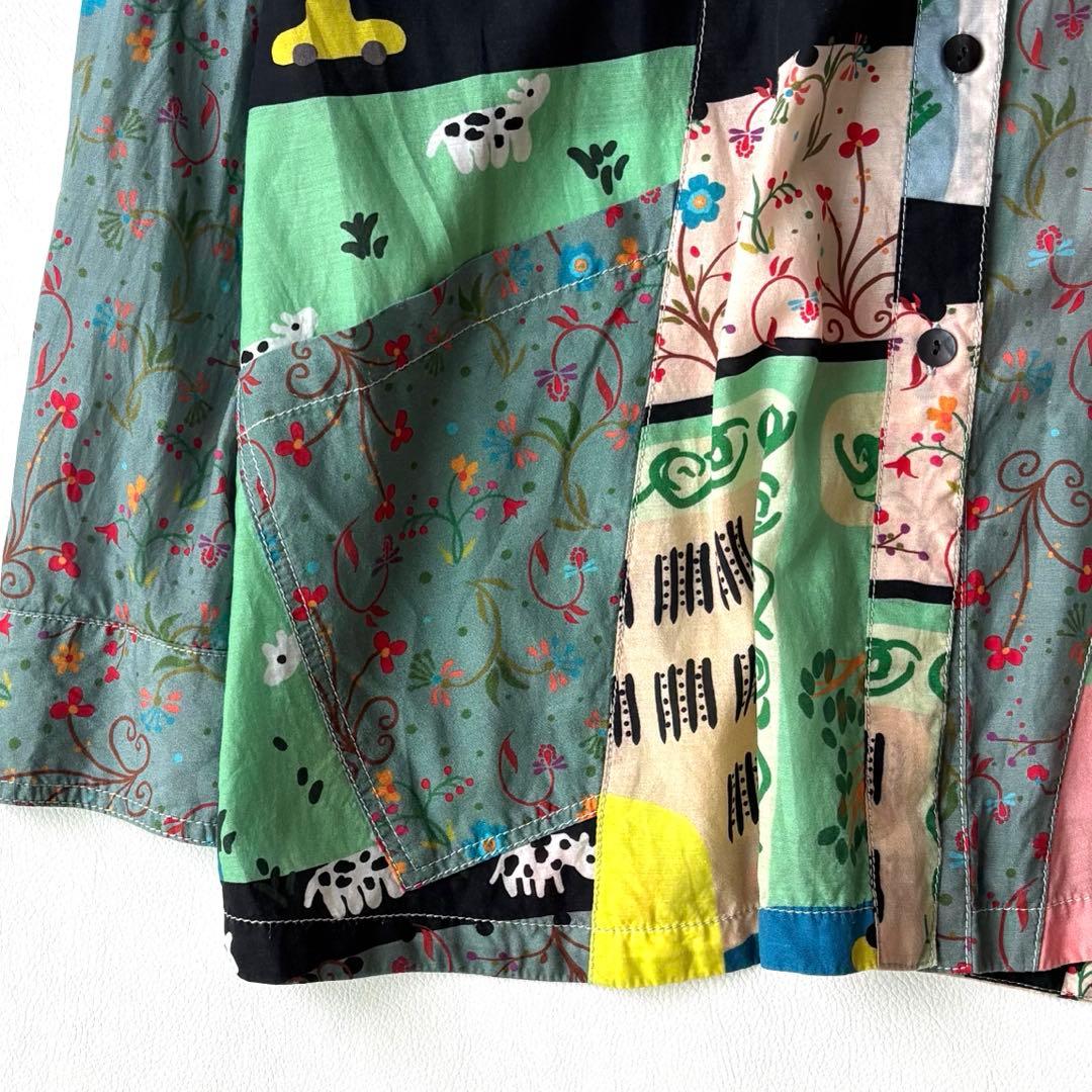 センソユニコ　長袖ロングシャツ　チュニック　変形　マルチカラー　コットン混　40