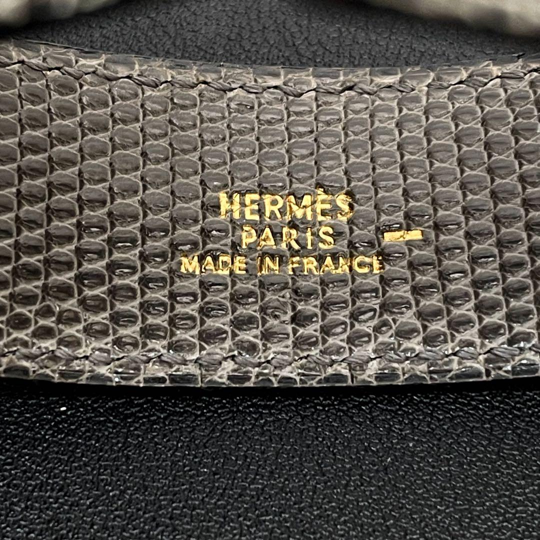 美品 エルメス セリエ リザード レザー バングル ブレスレット ゴールド金具