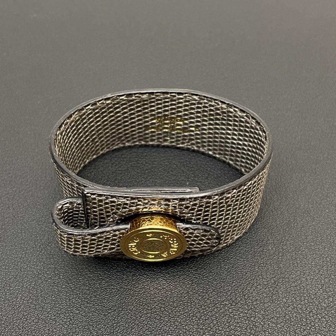 美品 エルメス セリエ リザード レザー バングル ブレスレット ゴールド金具