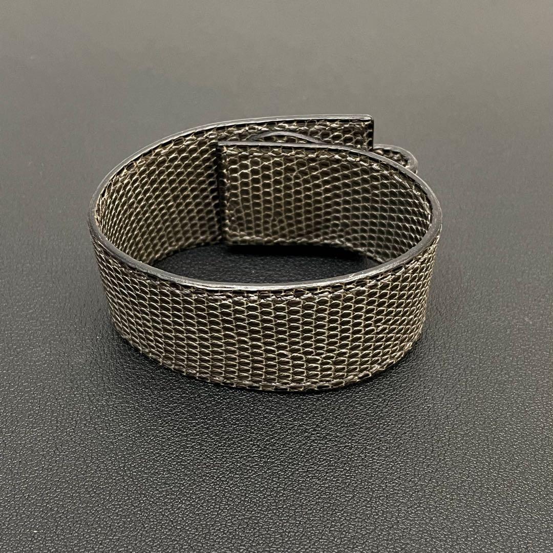 美品 エルメス セリエ リザード レザー バングル ブレスレット ゴールド金具