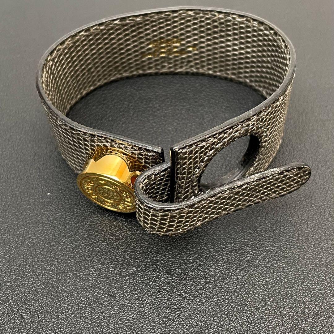 美品 エルメス セリエ リザード レザー バングル ブレスレット ゴールド金具