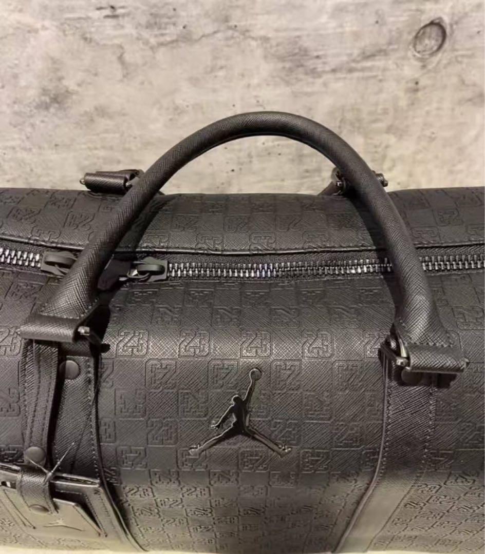 Jordan モノグラムボストンバッグ　レザー調　ブラック　未使用