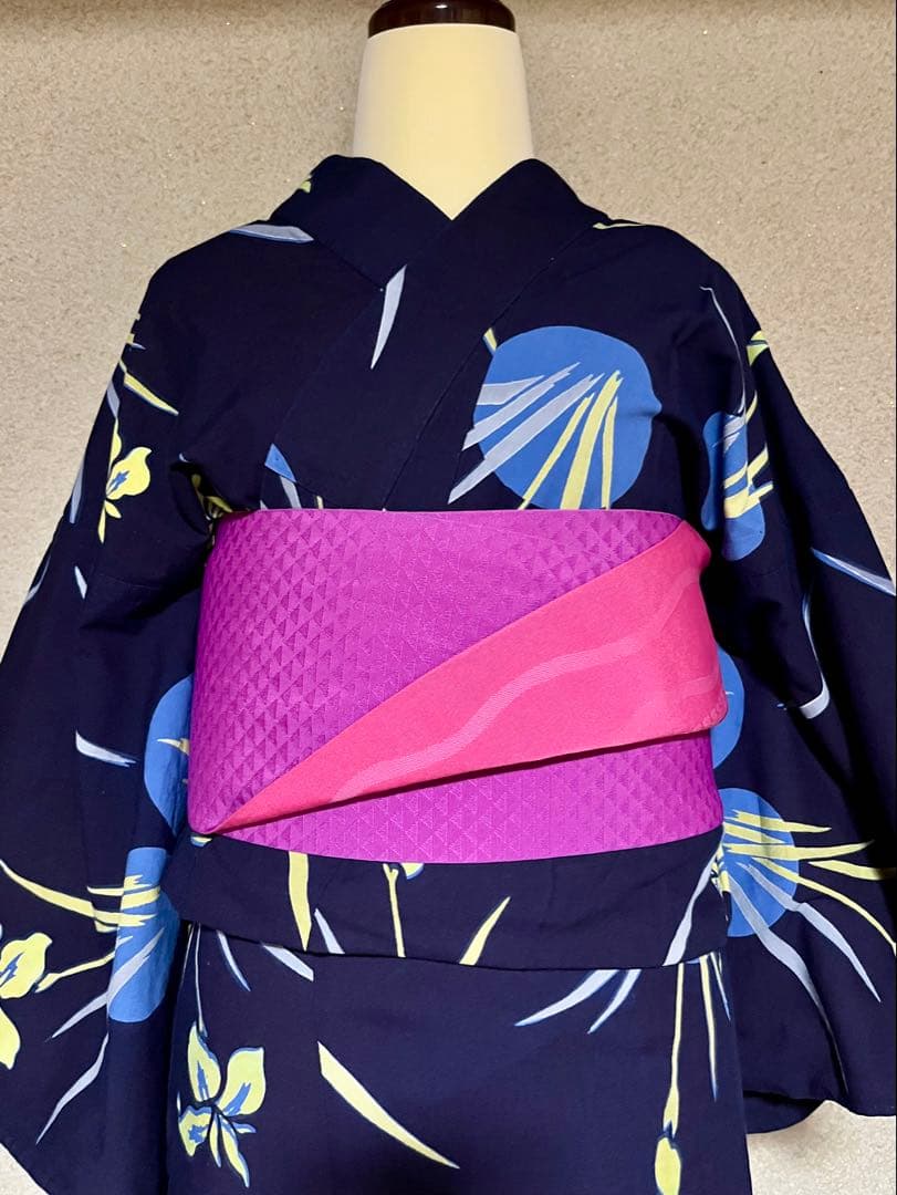 浴衣 竺仙 紺 菖蒲 日本製 綿