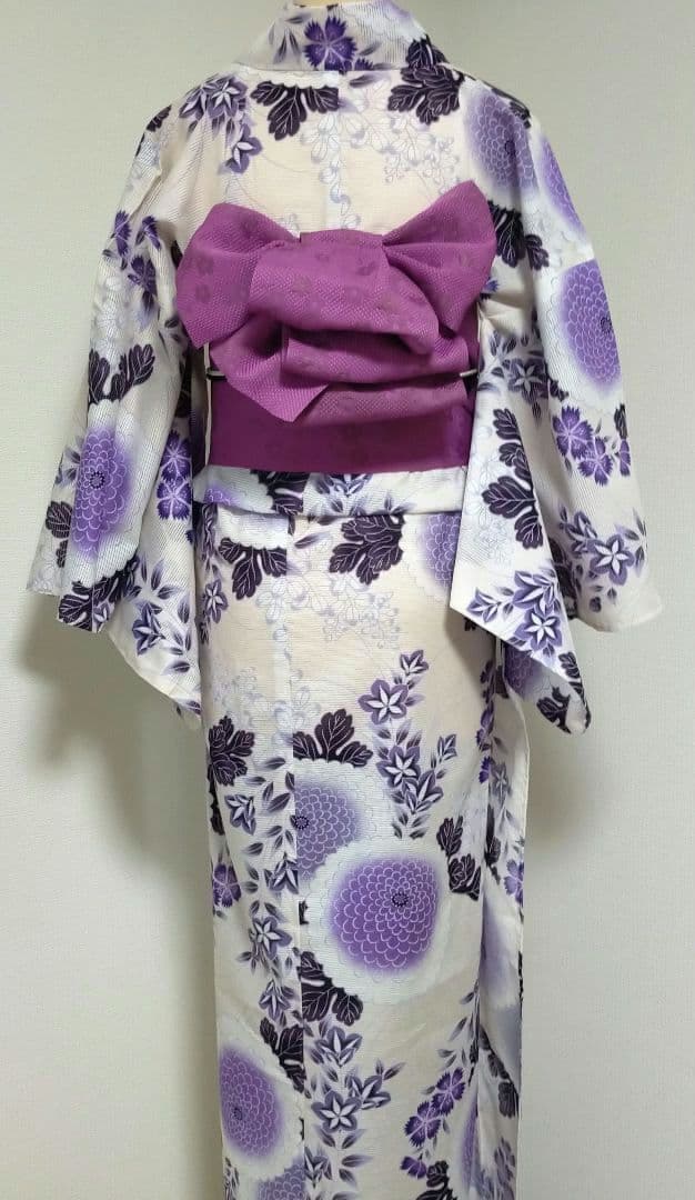 【No.118】綿絽の花柄　浴衣　中古美品