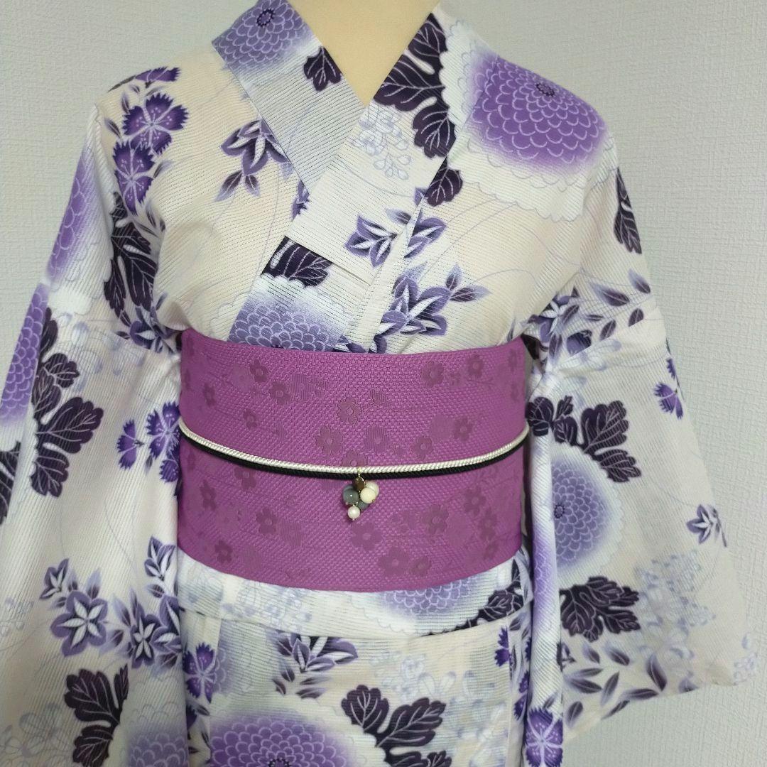 【No.118】綿絽の花柄　浴衣　中古美品