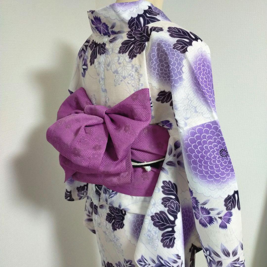 【No.118】綿絽の花柄　浴衣　中古美品