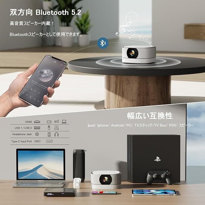 プロジェクター 小型【電動フォーカス】Lisowod 17000lm 着脱式