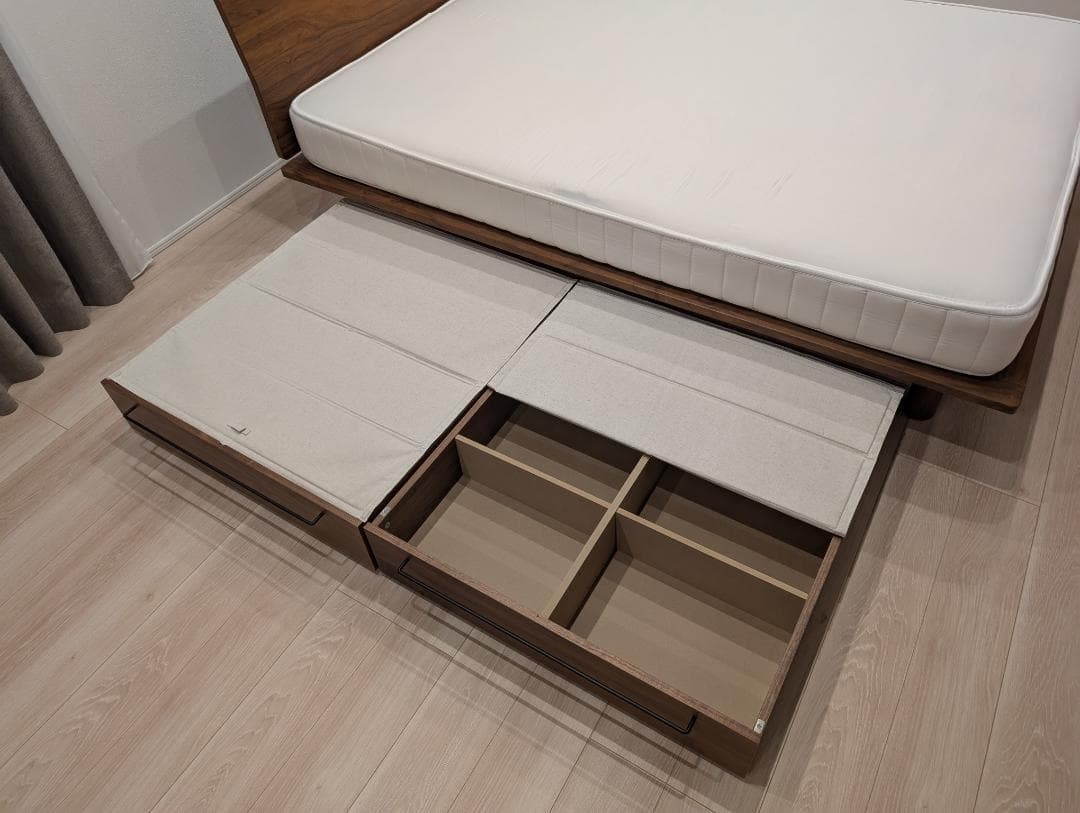 【無印良品】ダブルベッドフレーム+ヘッドボード+マットレス+ベッド下収納