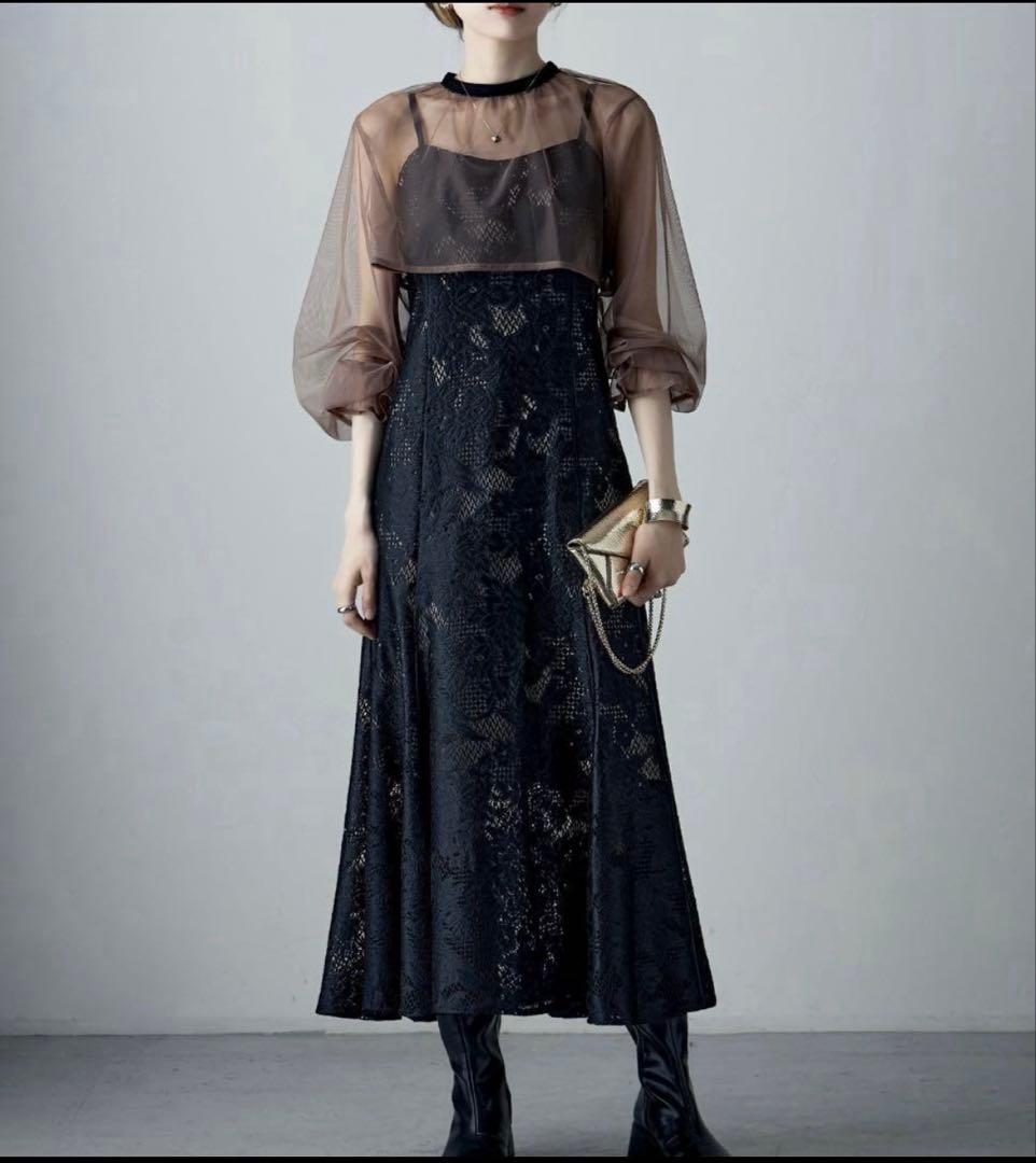 【etoll.】3way/シフォンボレロ/レースキャミドレス/S