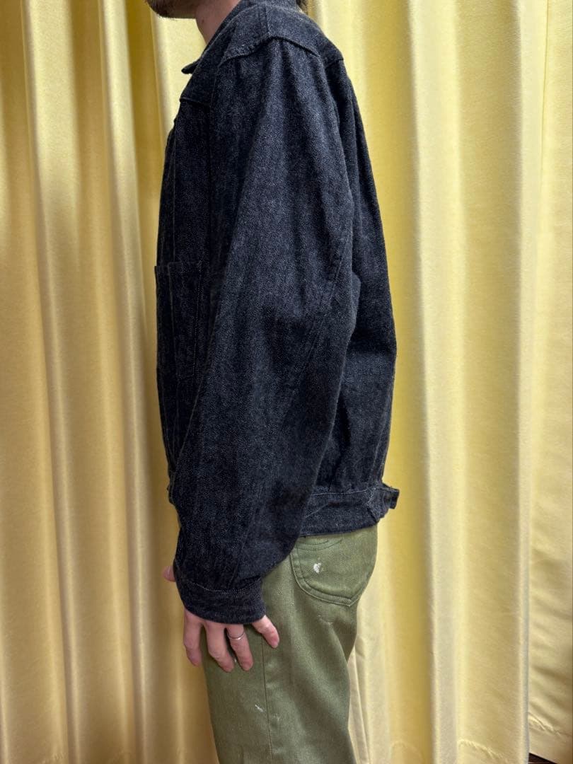 COMOLI ブラックデニムジャケット　1stタイプ　サイズ1 着画あり