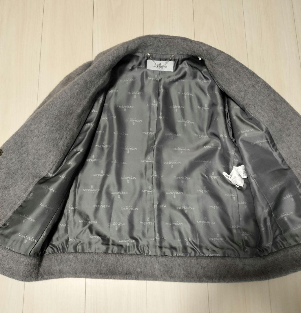 モラビト　シャギーショートコート　ライトグレー　上品エレガント　M