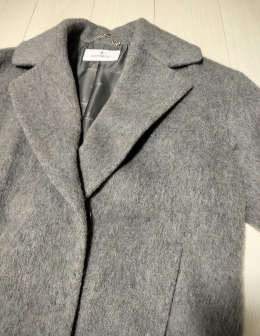 モラビト　シャギーショートコート　ライトグレー　上品エレガント　M