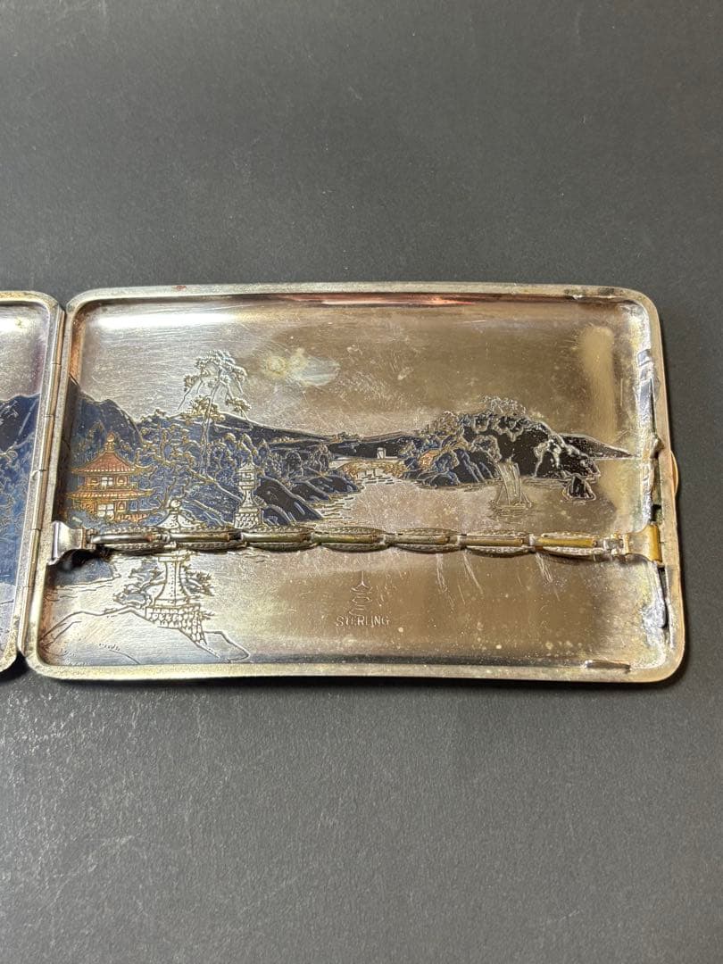 銀製　シガレットケース　明治期　里帰り品