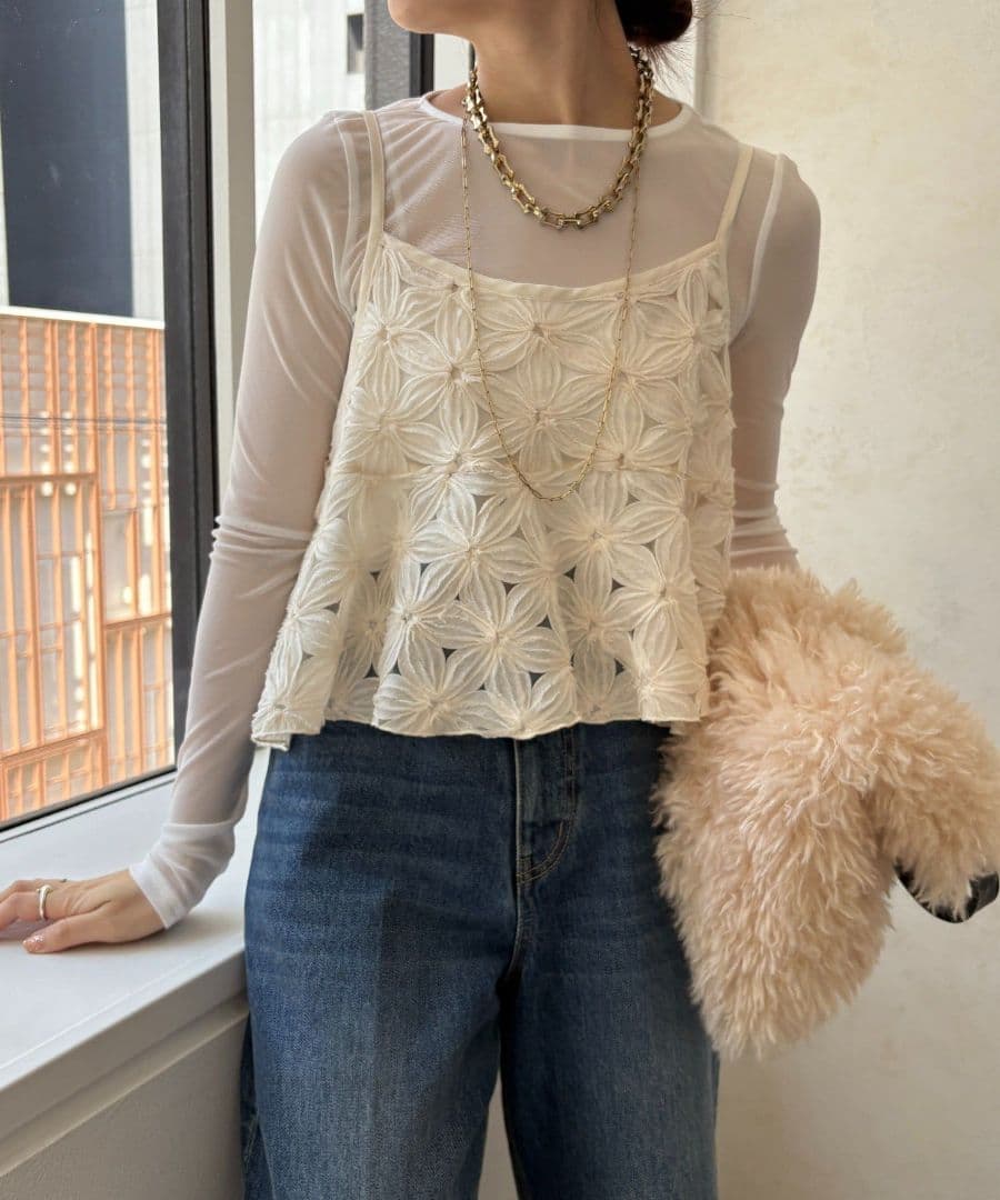 DOUDOUチュールフラワーキャミ