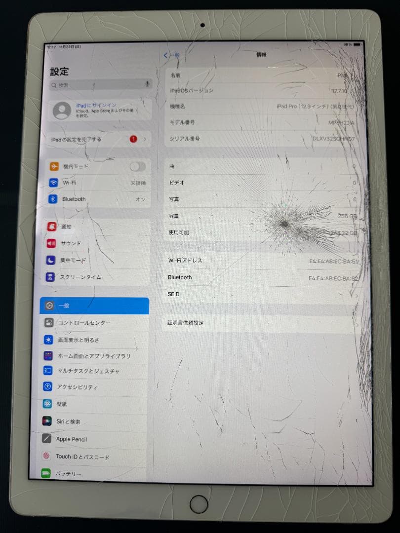 【ジャンク品】iPad Pro 12.9インチ 第2世代 256GB