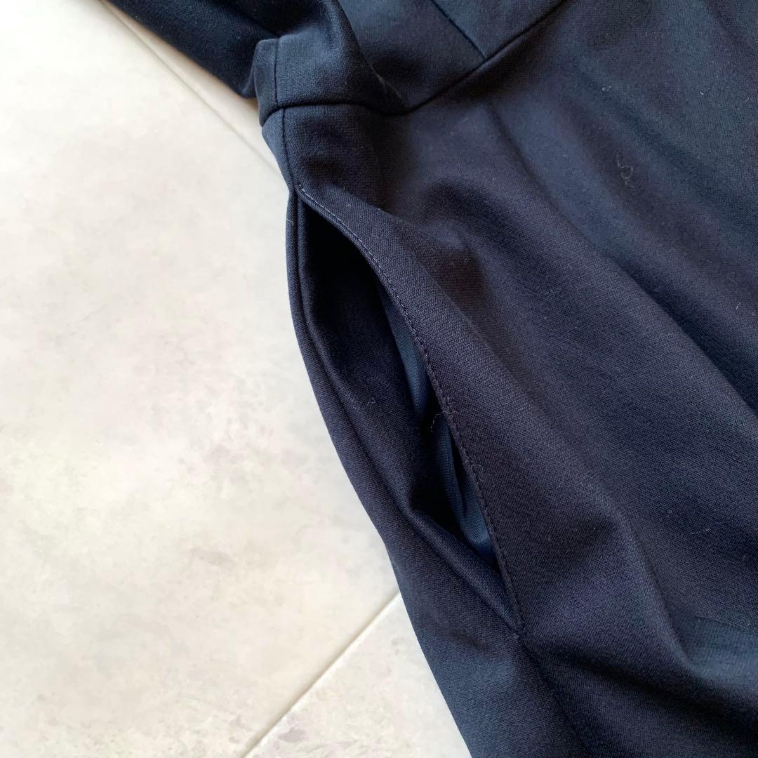 近年♡美品♡ルネ レース 切替 ノースリーブ ワンピース 膝丈 ネイビー 34