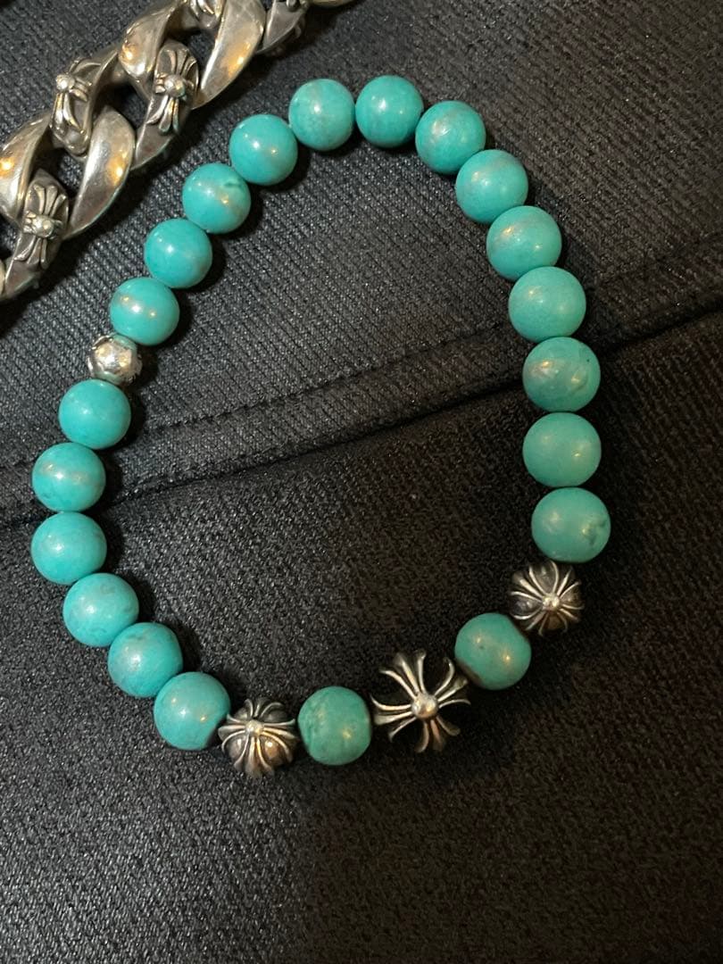 5*0様 シルバー925 ファンシー　ウォレットチェーン　クロス　ターコイズブレ