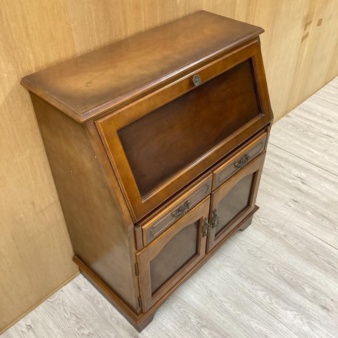 【カリモク】コロニアル　ライティングビューロー　デスク　机　昭和レトロ