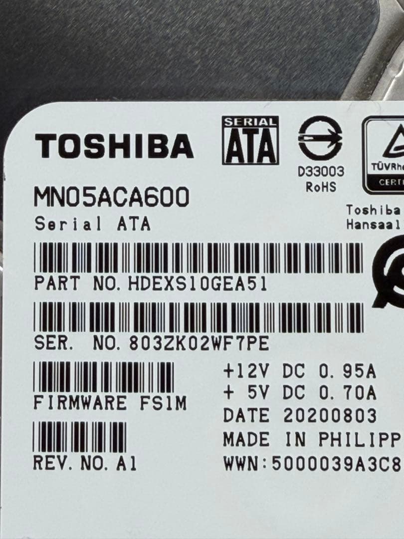 TOSHIBA MN05ACA600 6TB 内蔵型HDD