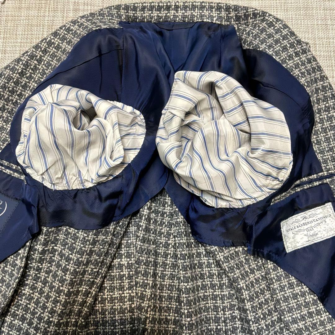 【美品】BEAMS-F グレー系チェック テーラードジャケット　44