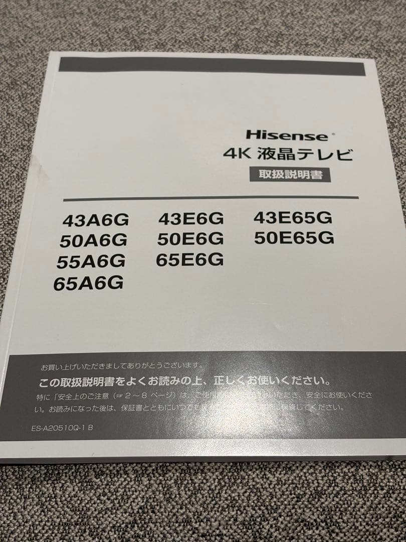 ハイセンス 65インチ 4K液晶65E6G 65V