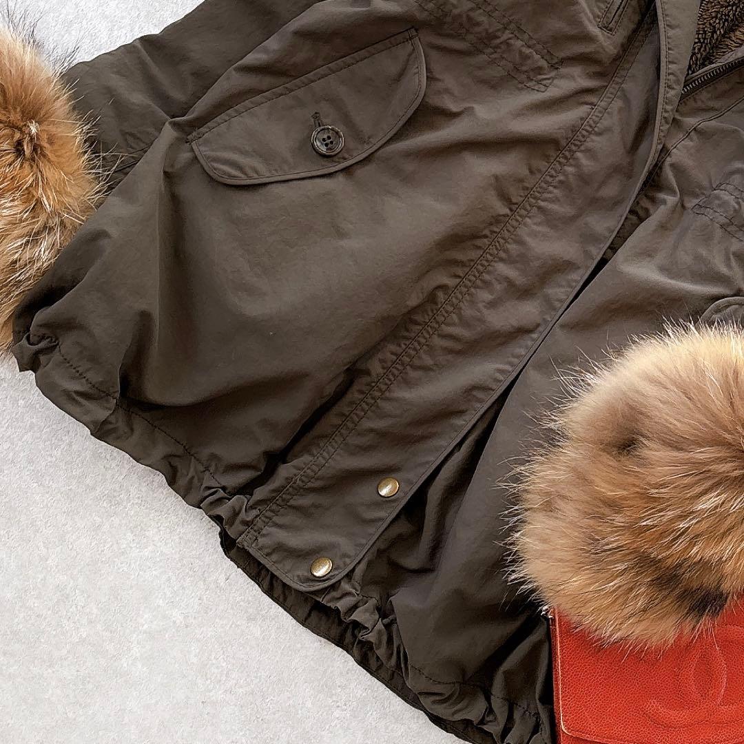 美品 イネド ラビットファー ラクーンファー ボアライナー付 モッズコート