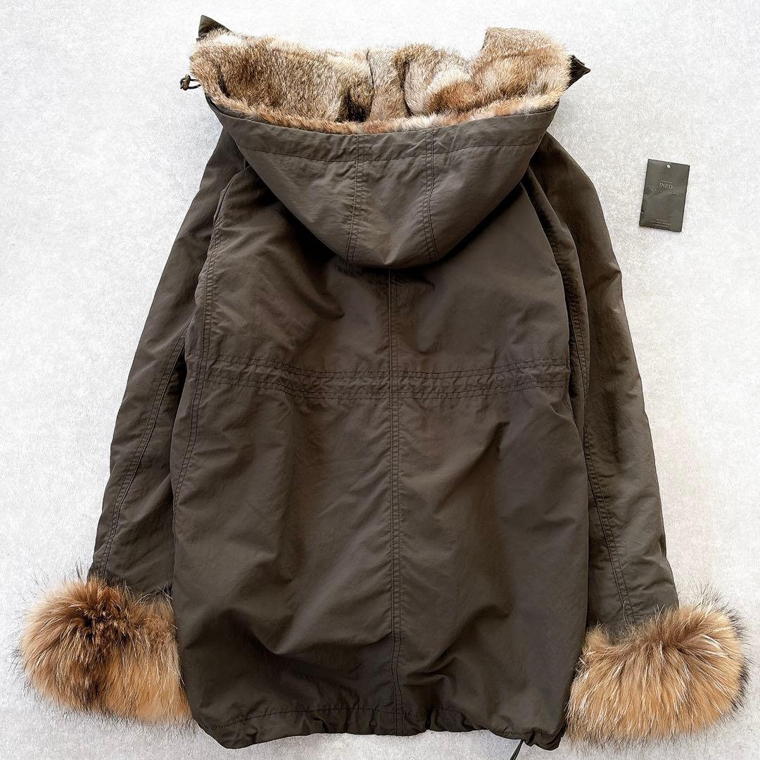 美品 イネド ラビットファー ラクーンファー ボアライナー付 モッズコート