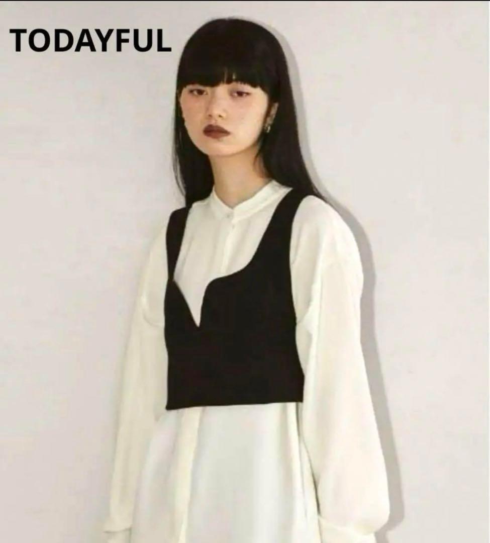 todayfulウールスリットビスチェ　ブラック　ビスチェ