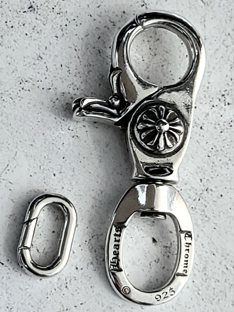 新品未使用 シルバー925 クロス キーホルダー クリップ